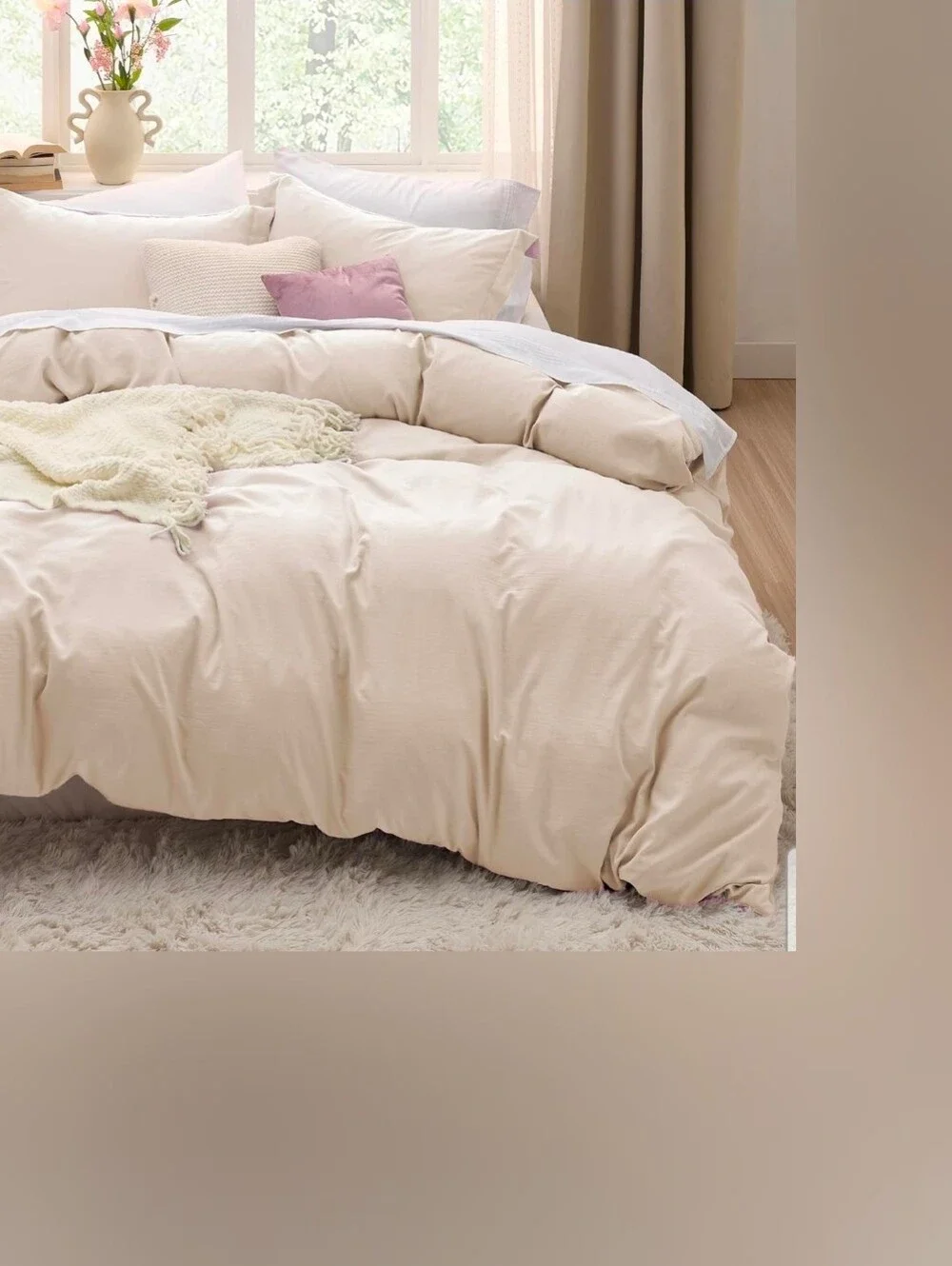 Bedsure King Cream Duvet Cover Only Ultra Soft Lightweight Neutral